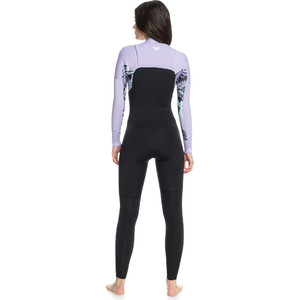 2024 Roxy Mujer Swell Series 4/3mm Chest Zip Neopreno ERJW103125 - Anthracite Splash